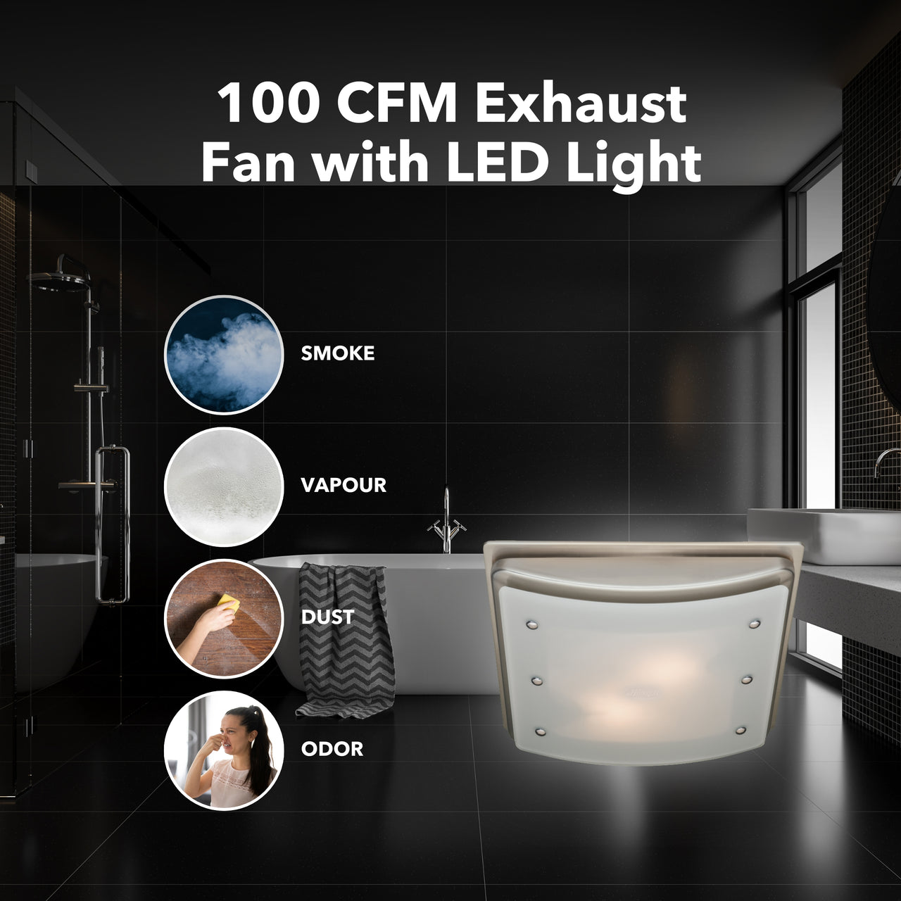 Ellipse Bathroom Ventilation Fan with Light