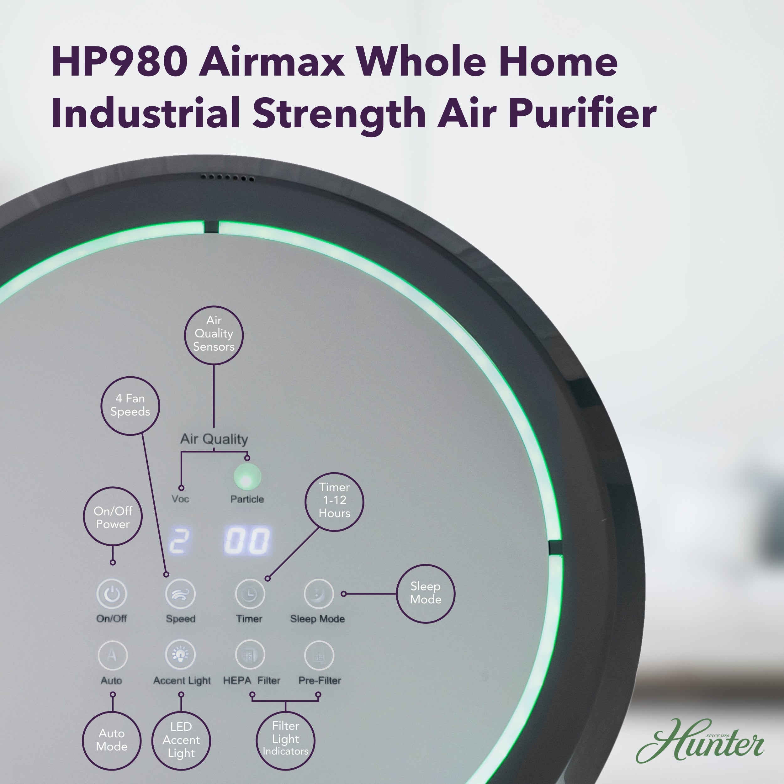 HP980 AirMax Whole Home Air Purifier| Hunter Fan Company