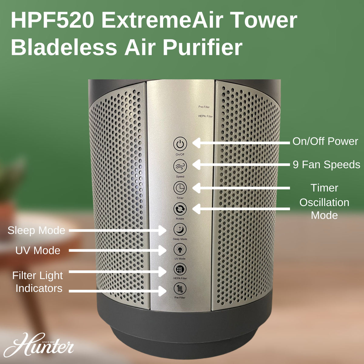 Hunter HPF520 ExtremeAir Tower Bladeless Air Purifier Hunter Pure Air